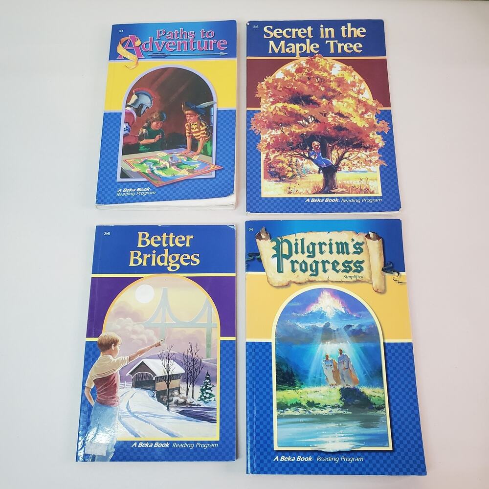 Lot Of 4 Abeka 3rd Grade Readers 3.1, 3.5, 3.6, 3.8 - Pilgrims P Water Damaged